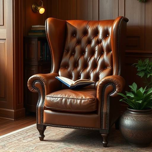 Classic leather armchair with a high back