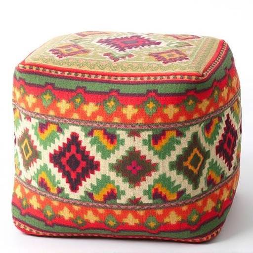 Square floor pouf in a Moroccan-inspired pattern